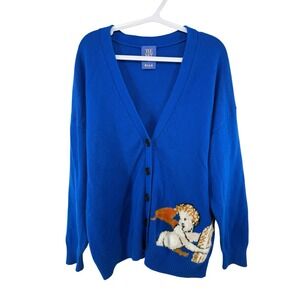 The Met Cherub Blue Cardigan Sweater Size Small Art to Wear